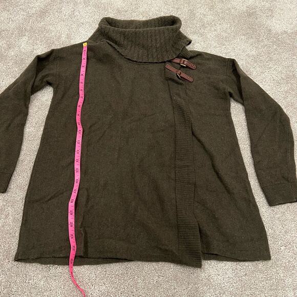 Ellen Tracy Women's 100% Extra Fine Merino Wool Sweater Leather Detail‎ M - Picture 7 of 12